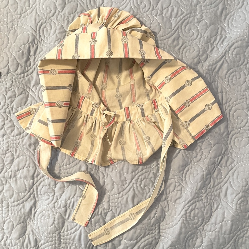NEW hand sewn striped bonnet